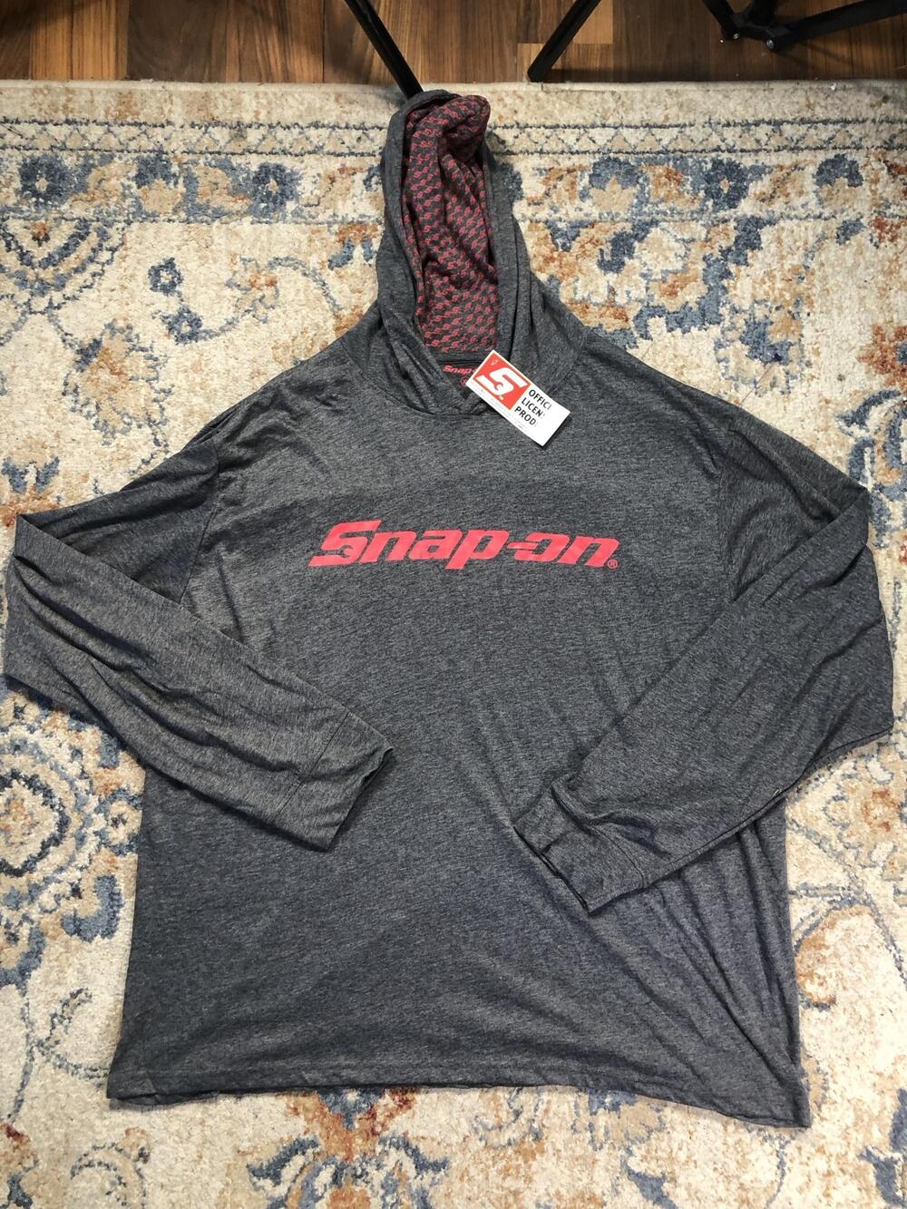 Snap-on Hoodie Shirt Mens XL Gray Lightweight Pullover Graphic Logo Licensed